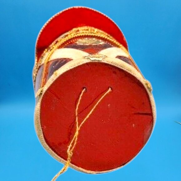 Vintage 1950s Toy Soldier Ornament • Red Foil Hat • Blowmold Head• Gold Foil Tri - Picture 7 of 8